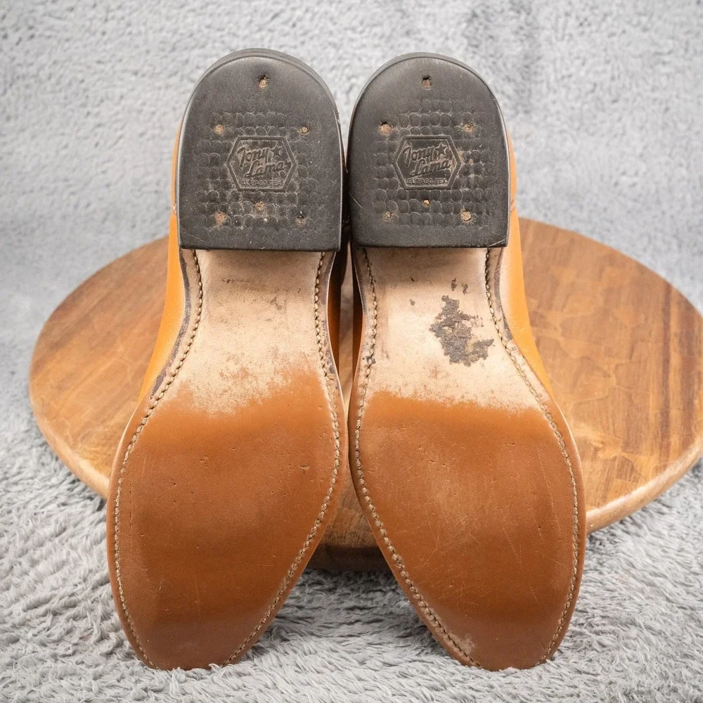 VTG TONY LAMA Boots Pointy Toe Brown‎ Cognac Vintage 6 B